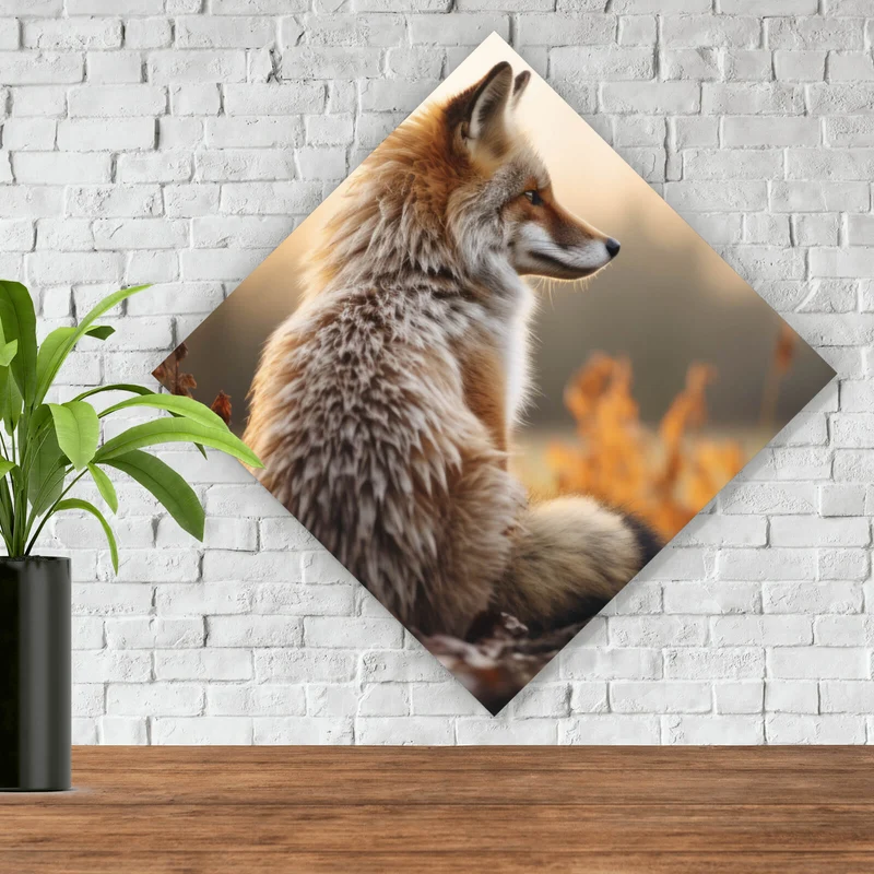 Leinwandbild Fuchs im Sonnenuntergang Raute