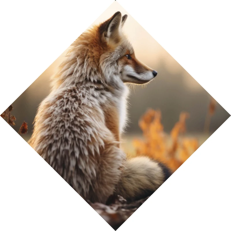 Poster Fuchs im Sonnenuntergang Raute