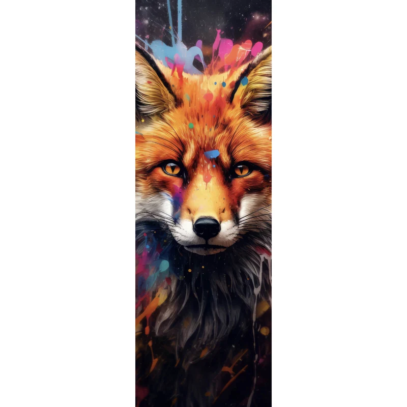 Aluminiumbild gebürstet Fuchs mit Farbspritzer Modern Panorama Hoch