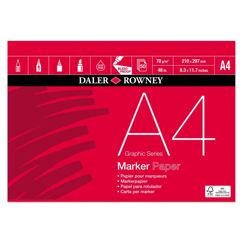 Μπλοκ για μαρκαδόρους DALER ROWNEY Marker Graphic A4 70g 50 φύλλα