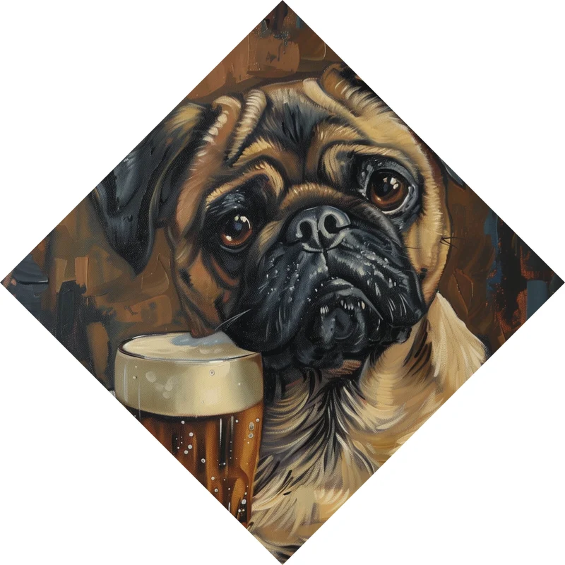 Spannrahmenbild Abstrakter Mops mit Bierglas Raute