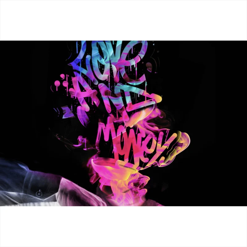 Poster Graffitikunst Love and Money Querformat