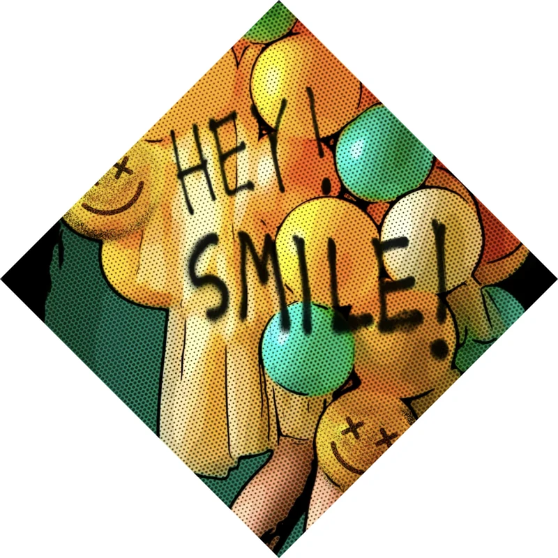 Poster Smile bunte Ballons im Pop Art Stil Raute