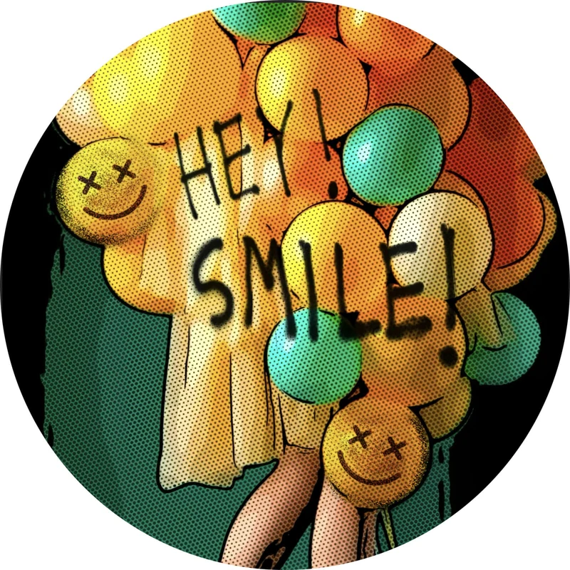 Aluminiumbild Smile bunte Ballons im Pop Art Stil Kreis