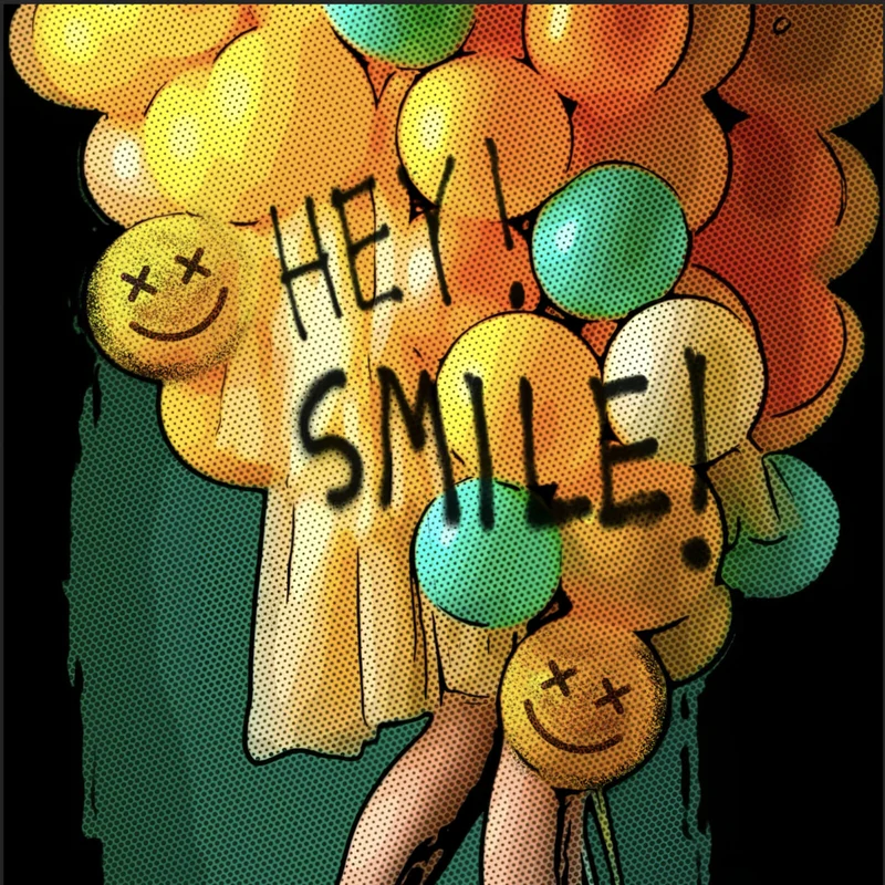 Spannrahmenbild Smile bunte Ballons im Pop Art Stil Quadrat