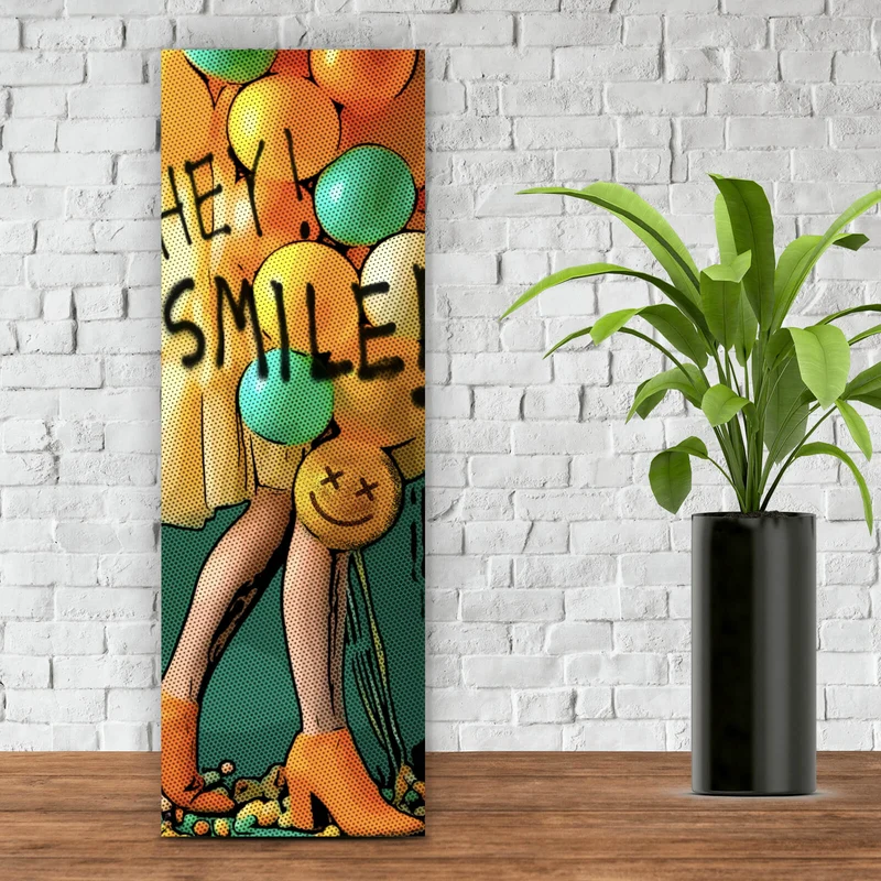 Spannrahmenbild Smile bunte Ballons im Pop Art Stil Panorama Hoch