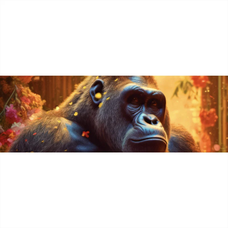 Leinwandbild Gorilla mit Schmetterling Digital Art Panorama