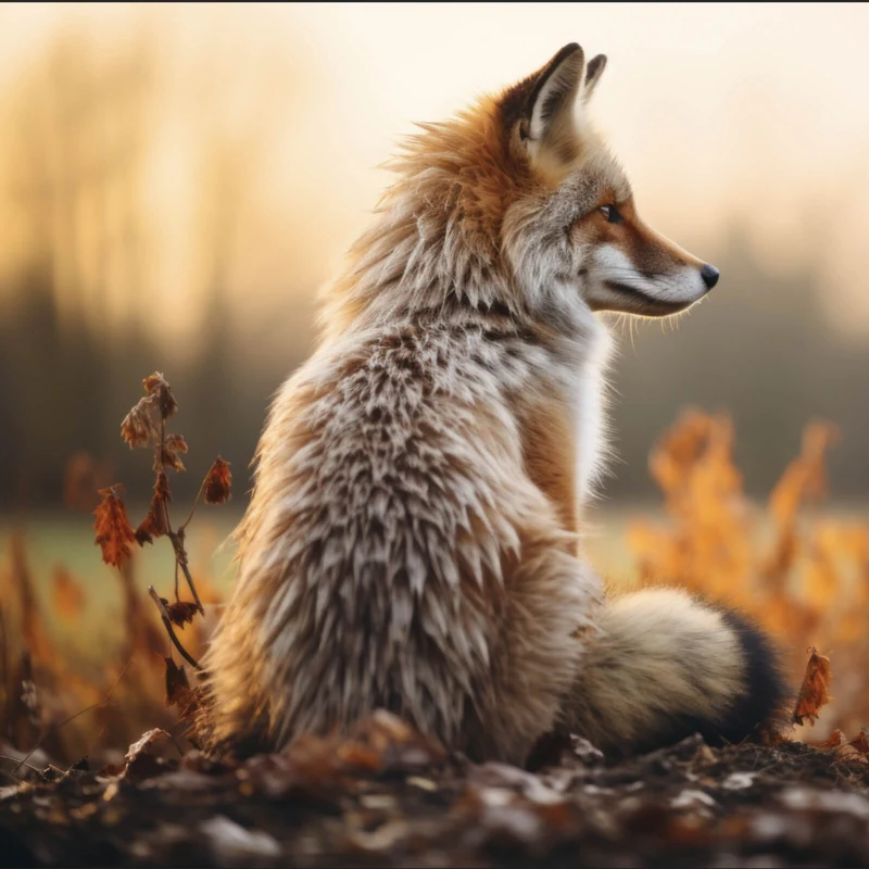 Acrylglasbild Fuchs im Sonnenuntergang Quadrat
