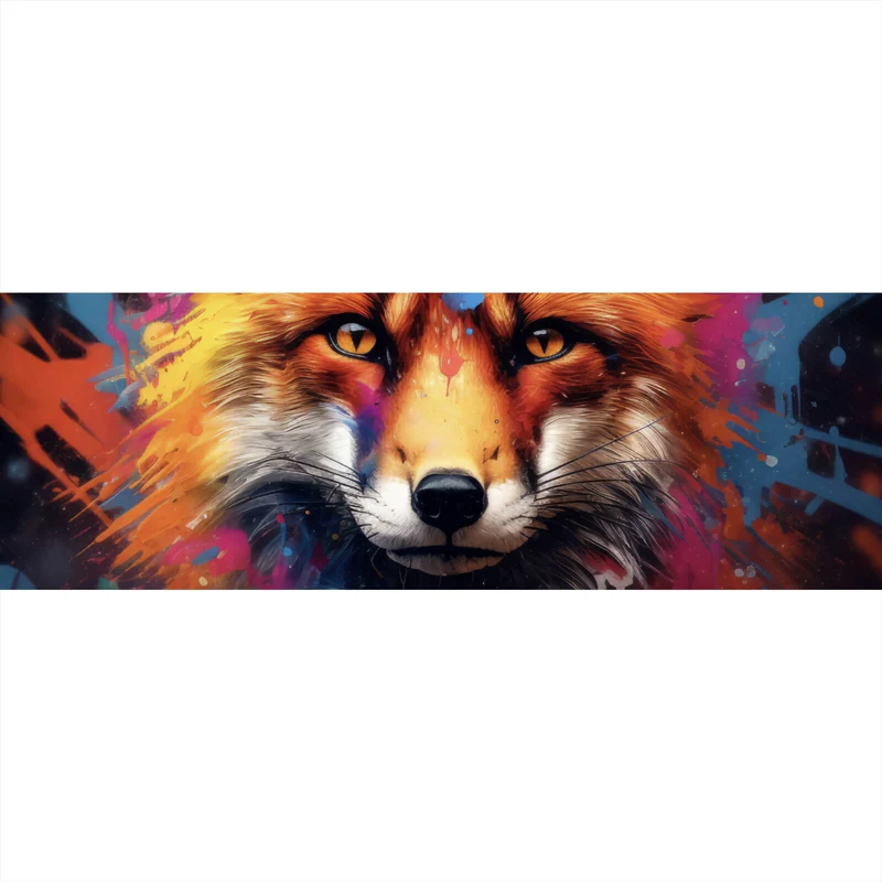 Spannrahmenbild Fuchs mit Farbspritzer Modern Panorama