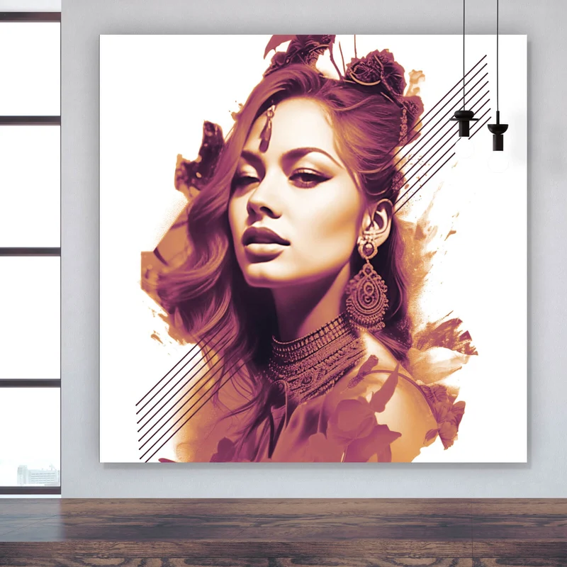 Leinwandbild Grafisches Portrait einer Frau Quadrat