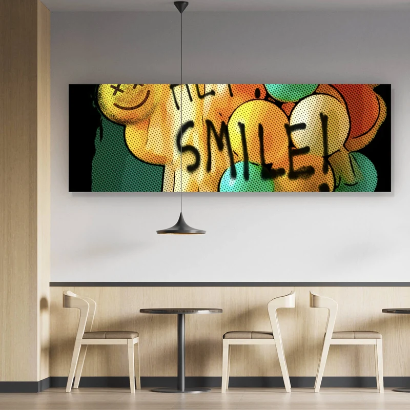 Acrylglasbild Smile bunte Ballons im Pop Art Stil Panorama