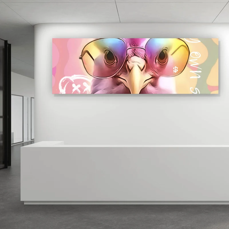 Acrylglasbild Huhn mit Sonnenbrille Modern Art Panorama