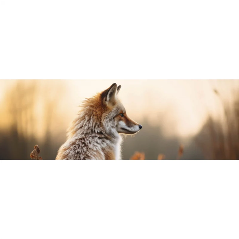 Aluminiumbild Fuchs im Sonnenuntergang Panorama