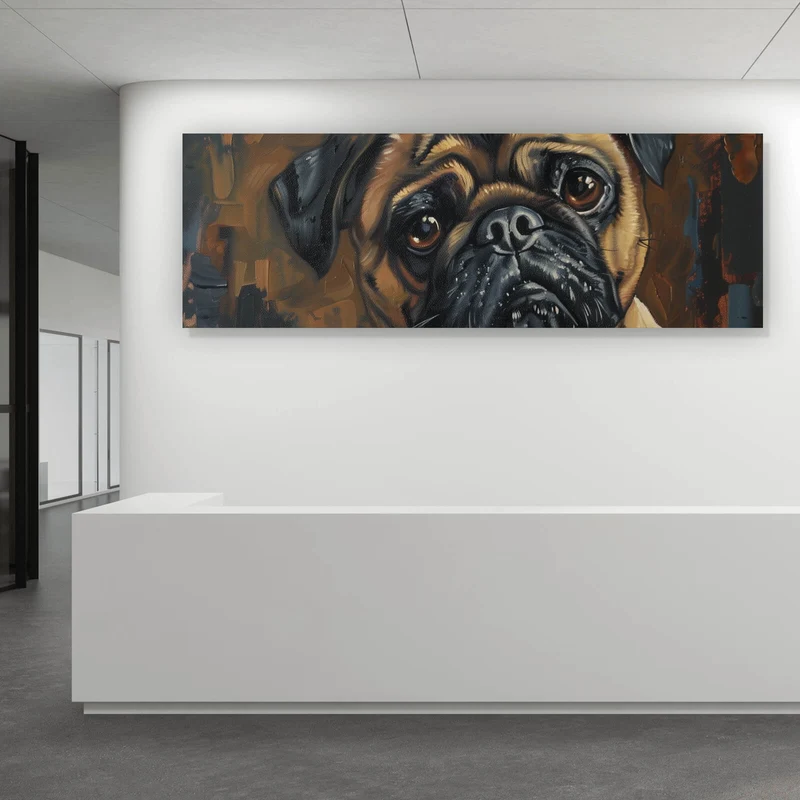 Aluminiumbild Abstrakter Mops mit Bierglas Panorama