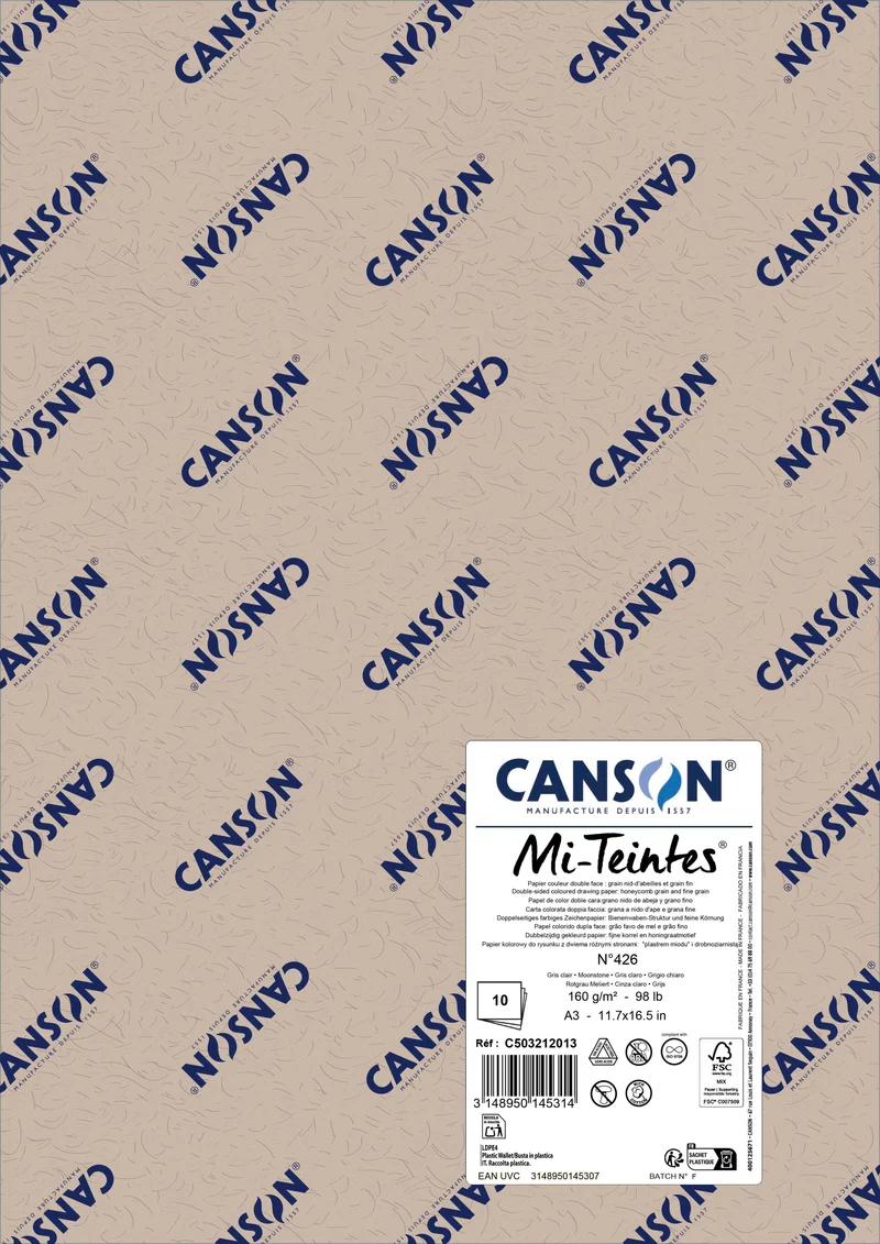 Papir za pastel Canson Mi-Teintes A3 160 g - 10 listov
