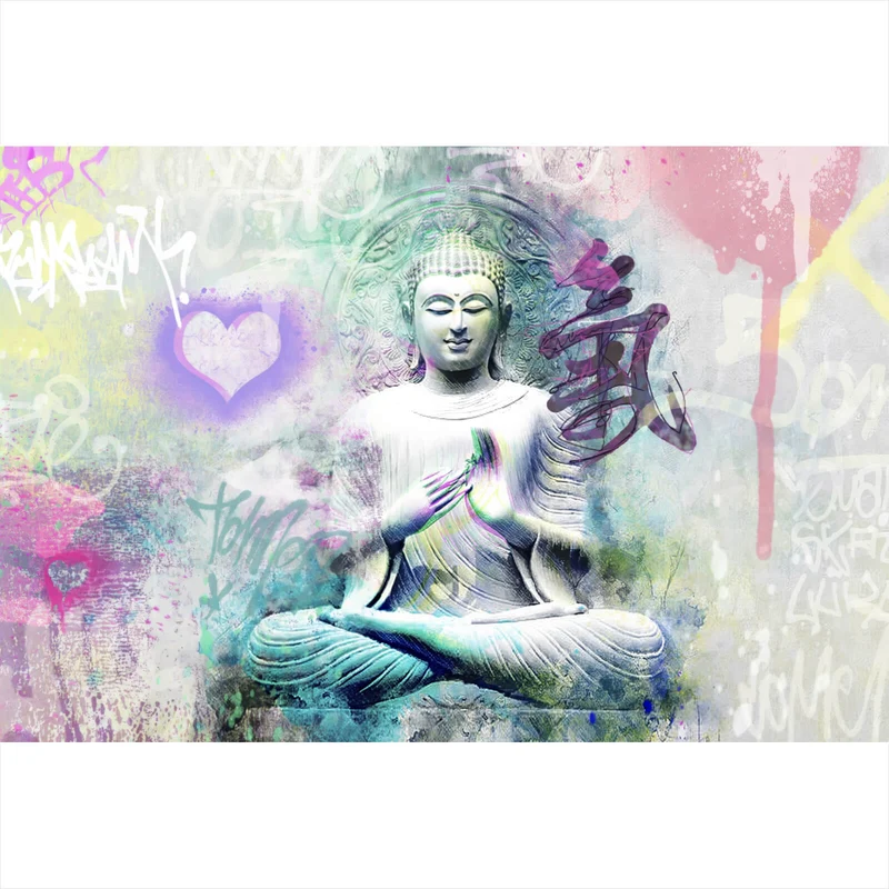 Acrylglasbild Buddhafigur im Pop Art Stil Querformat