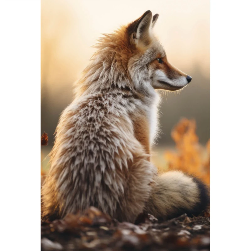 Leinwandbild Fuchs im Sonnenuntergang Hochformat