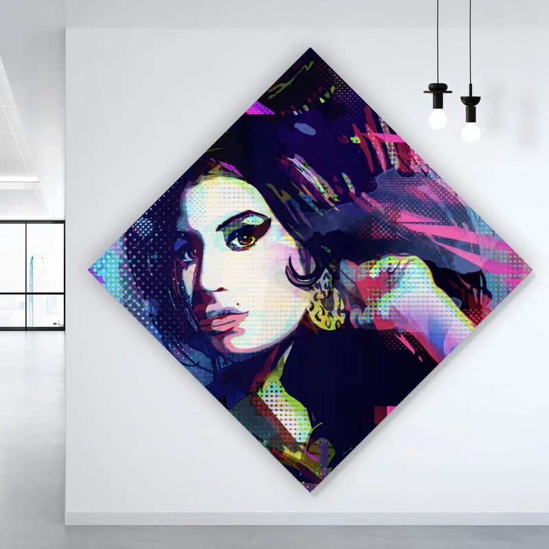 Aluminiumbild Amy im Raster Pop Art Stil Raute
