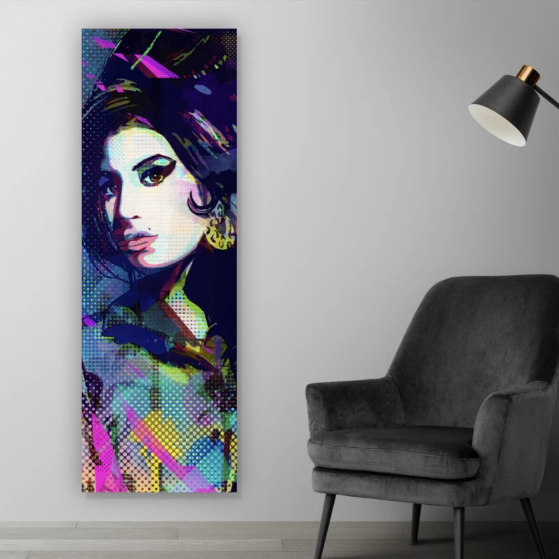 Spannrahmenbild Amy im Raster Pop Art Stil Panorama Hoch