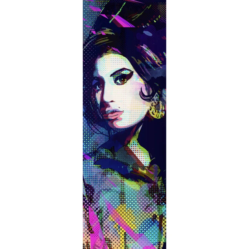 Aluminiumbild gebürstet Amy im Raster Pop Art Stil Panorama Hoch