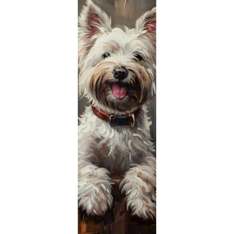 Poster Weißer Terrier mit Weinglas Panorama Hoch