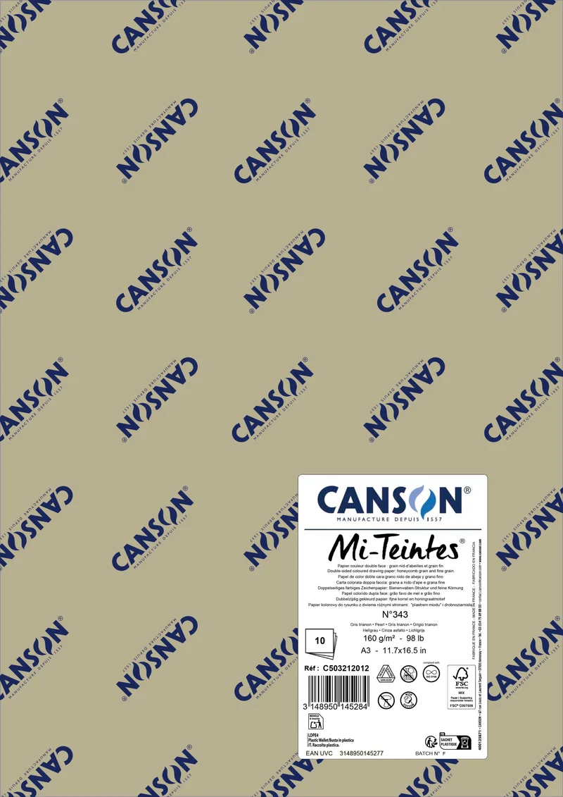 Хартия за пастел Canson Mi-Teintes A3 160 g - 10 листа