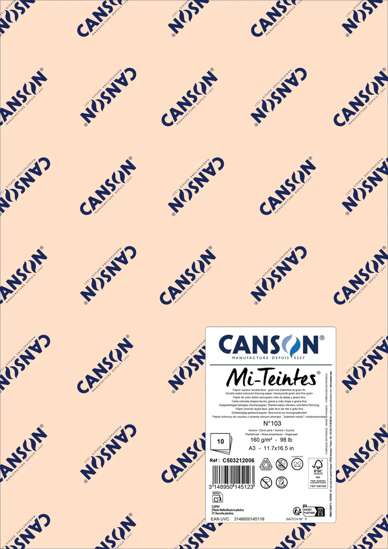 Хартия за пастел Canson Mi-Teintes A3 160 g - 10 листа
