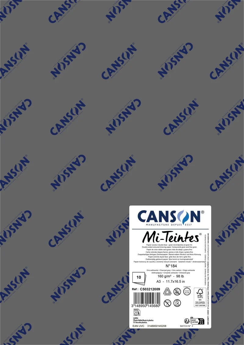 Хартия за пастел Canson Mi-Teintes A3 160 g - 10 листа
