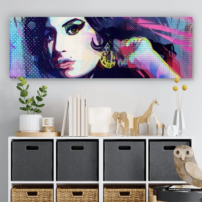 Aluminiumbild Amy im Raster Pop Art Stil Panorama