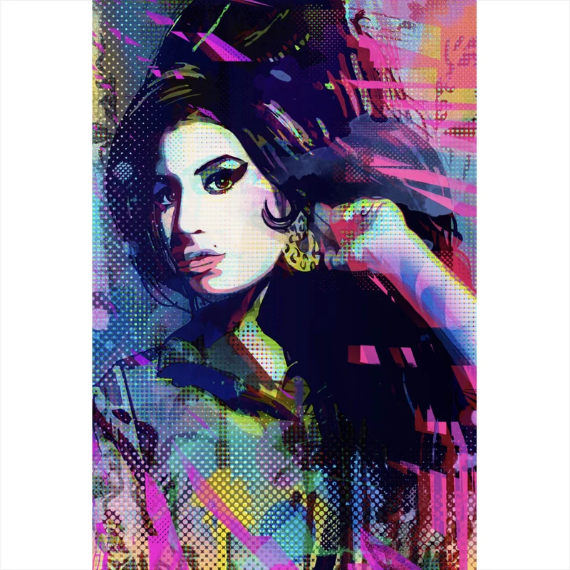 Spannrahmenbild Amy im Raster Pop Art Stil Hochformat