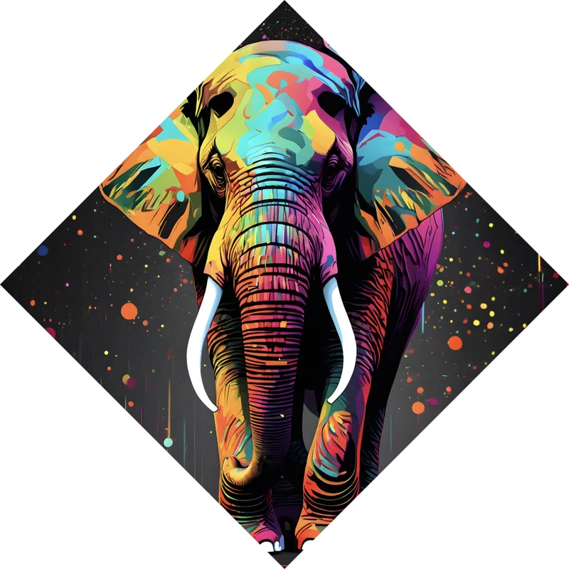 Acrylglasbild Farbenfroher Elefant Neon Abstrakt Raute