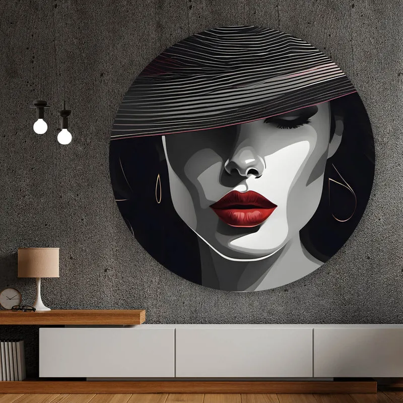 Aluminiumbild Elegantes Frauengesicht Grafikdesign Kreis