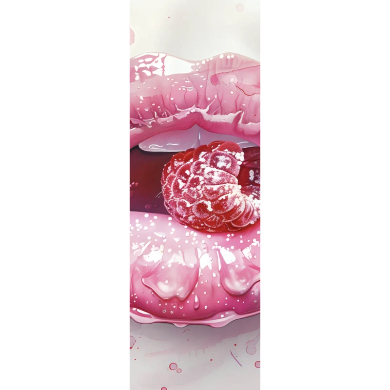 Poster Rosa Lippen mit Früchten Panorama Hoch