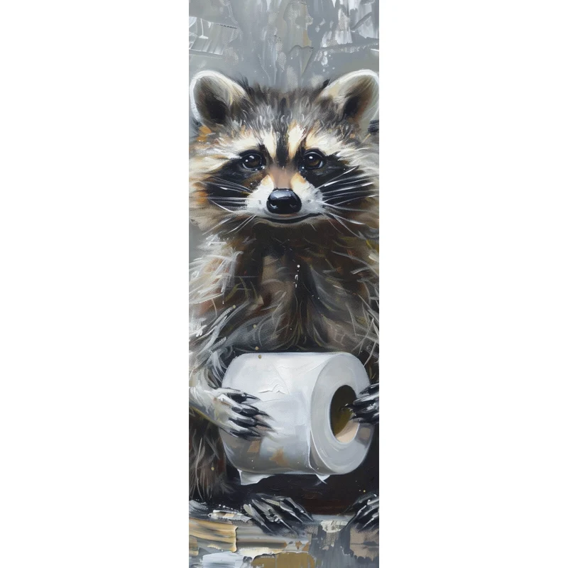 Poster Waschbär mit Toilettenpapier Panorama Hoch