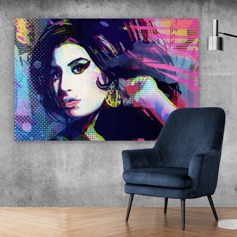 Spannrahmenbild Amy im Raster Pop Art Stil Querformat