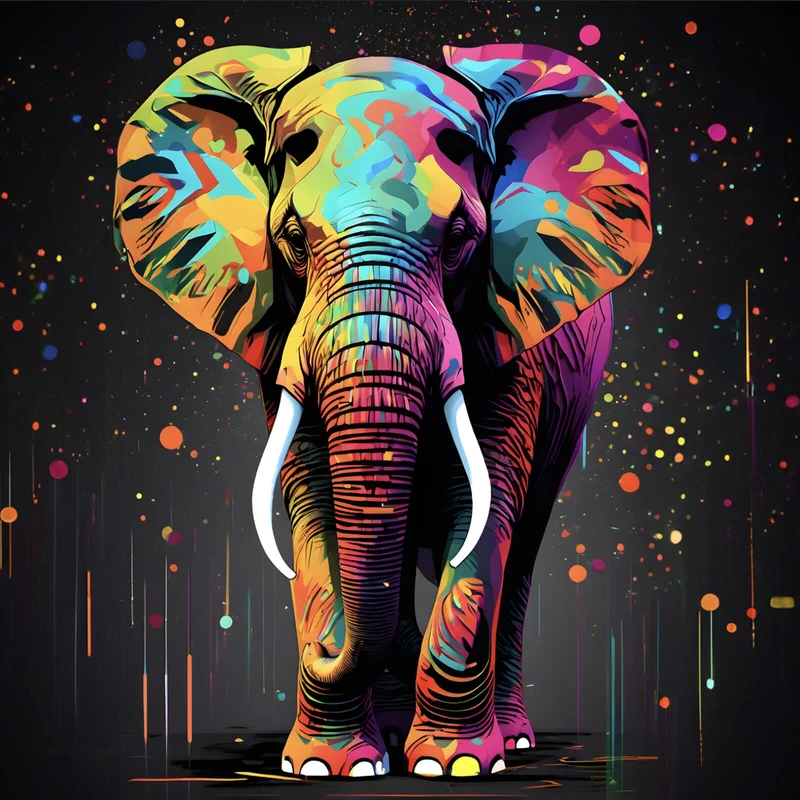 Acrylglasbild Farbenfroher Elefant Neon Abstrakt Quadrat