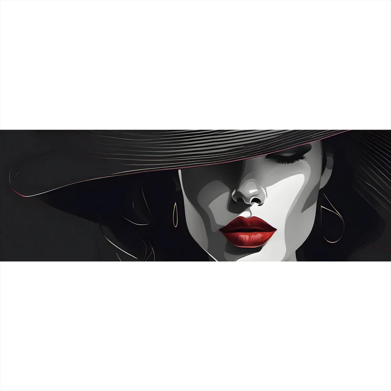 Aluminiumbild gebürstet Elegantes Frauengesicht Grafikdesign Panorama