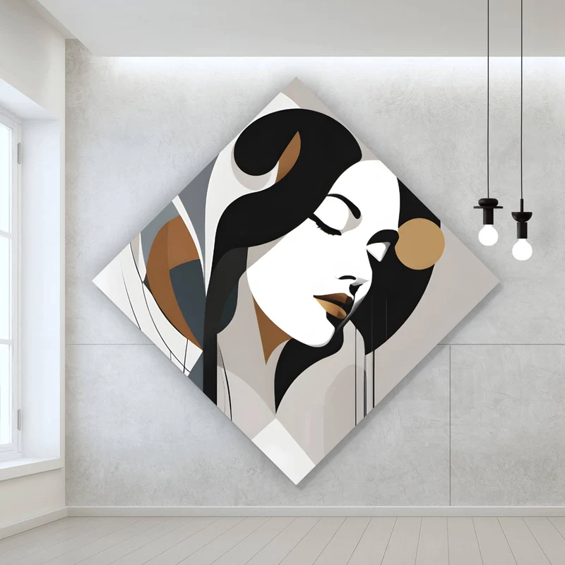 Poster Abstrakt geformte Frau Modern Raute