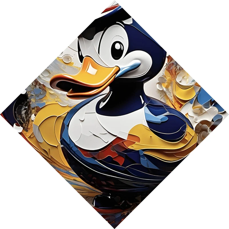 Poster Bunte Ente mit Hut Abstrakt Raute
