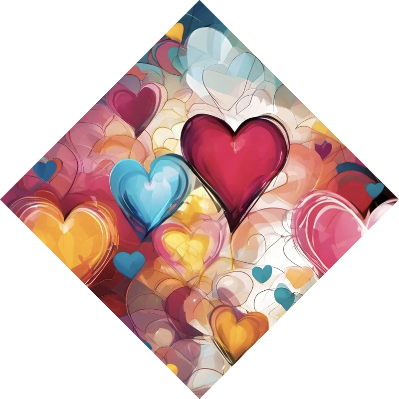 Poster Farbenfrohe Herzen Collage Raute