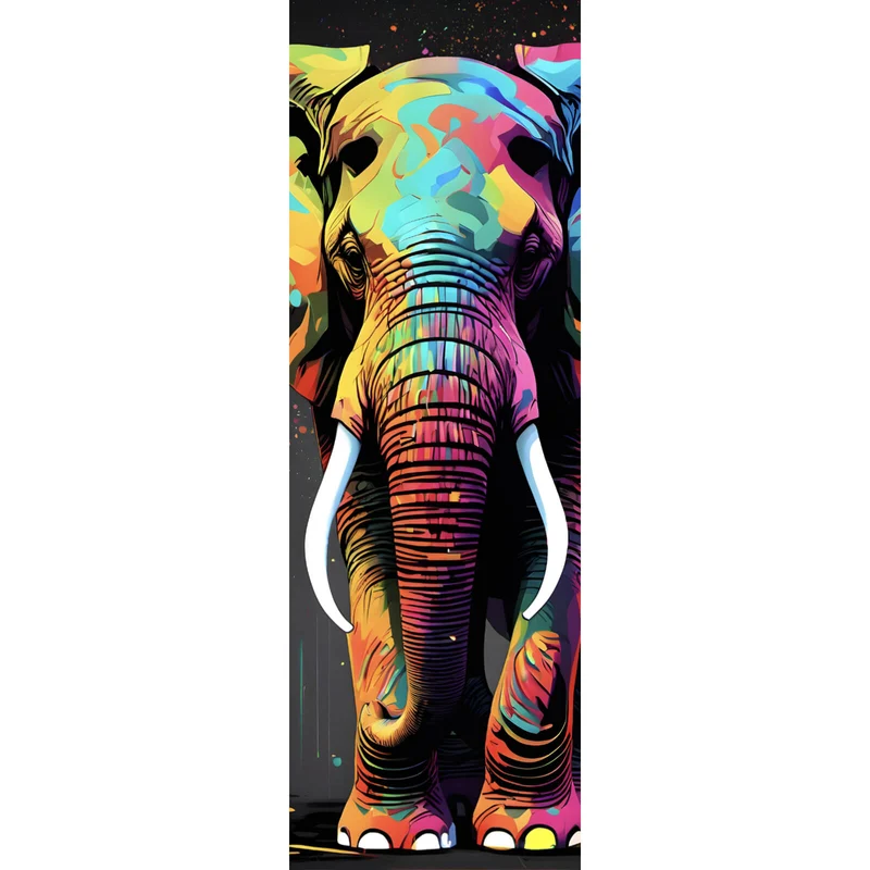 Aluminiumbild Farbenfroher Elefant Neon Abstrakt Panorama Hoch