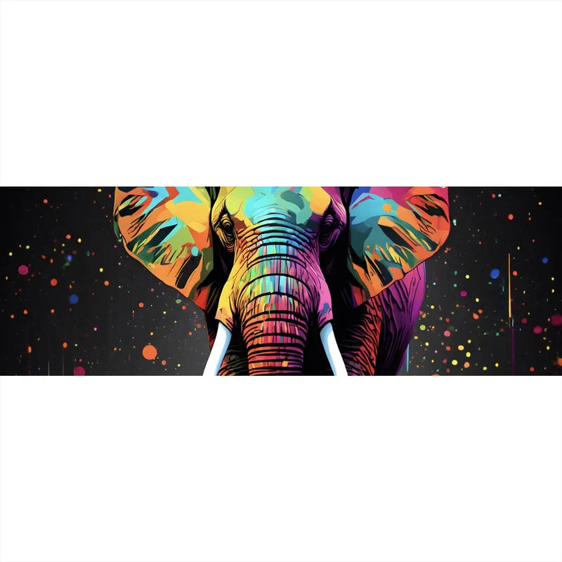 Spannrahmenbild Farbenfroher Elefant Neon Abstrakt Panorama