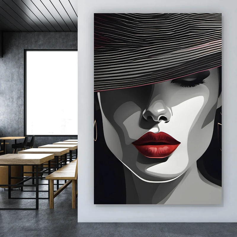 Leinwandbild Elegantes Frauengesicht Grafikdesign Hochformat