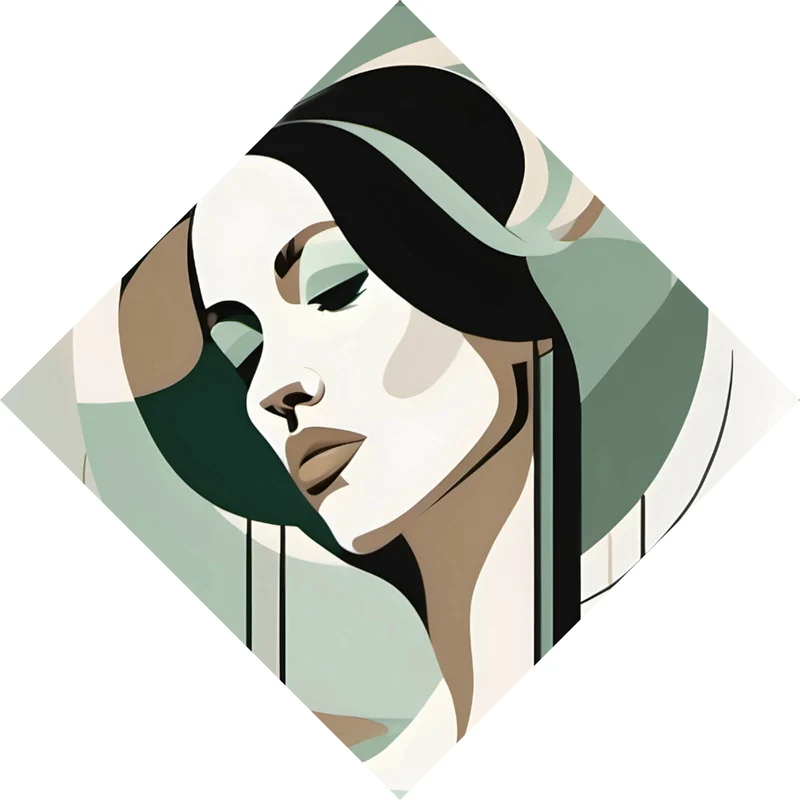 Aluminiumbild gebürstet Abstrakt geformte Frau No.2 Raute