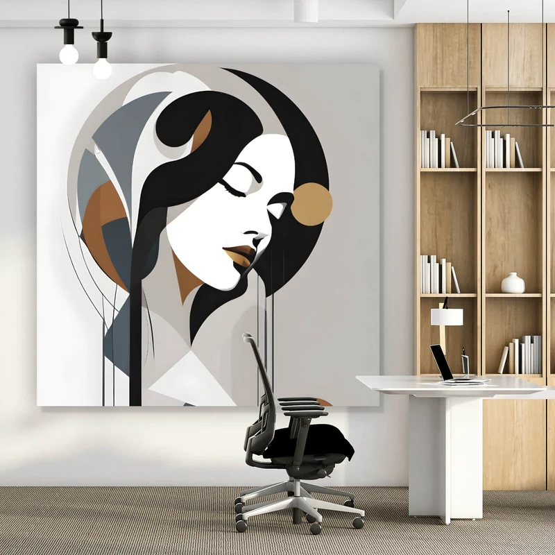 Aluminiumbild Abstrakt geformte Frau Modern Quadrat