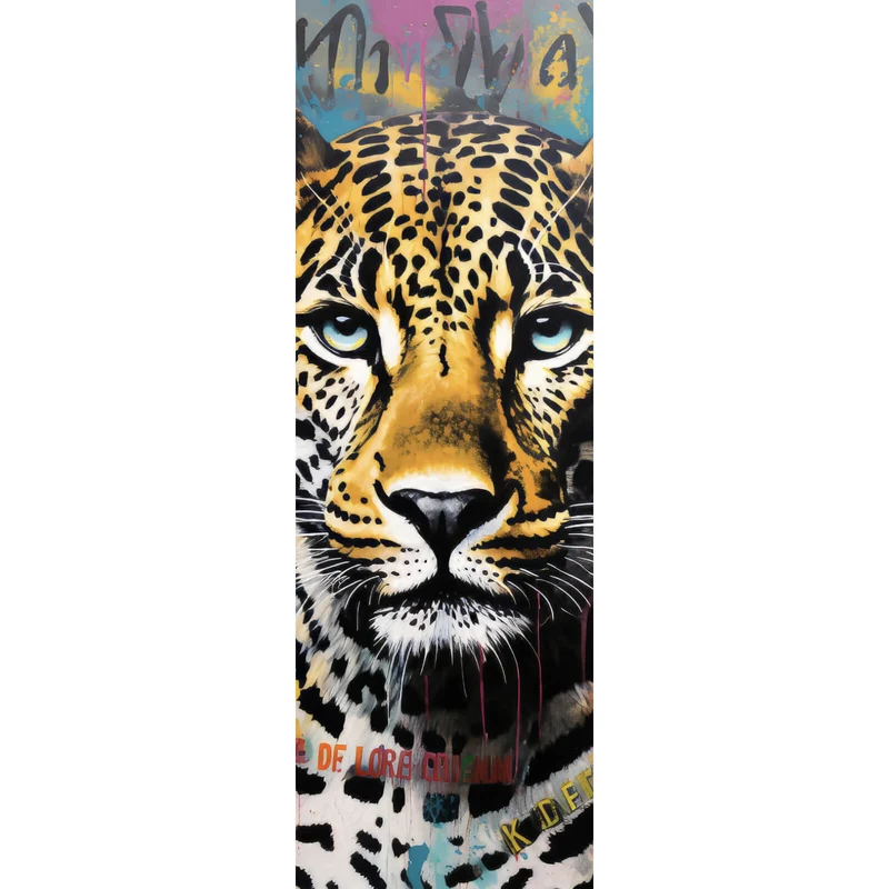 Poster Buntes Graffiti eines Leoparden Portrait Panorama Hoch