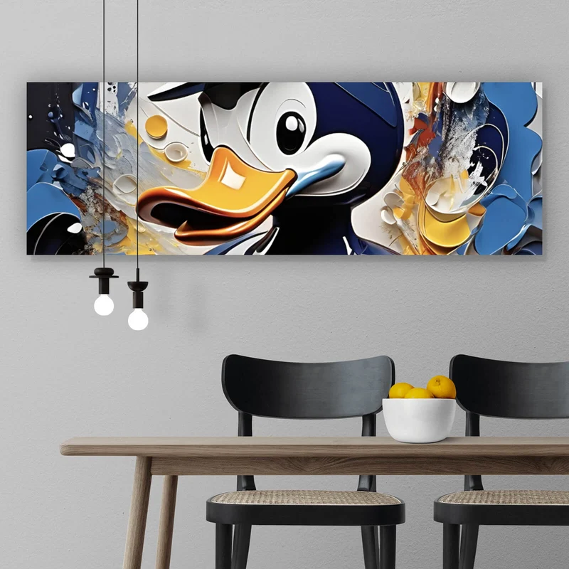 Poster Bunte Ente mit Hut Abstrakt Panorama
