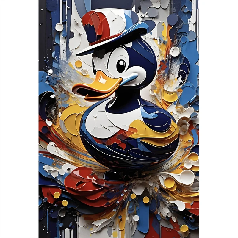 Acrylglasbild Bunte Ente mit Hut Abstrakt Hochformat