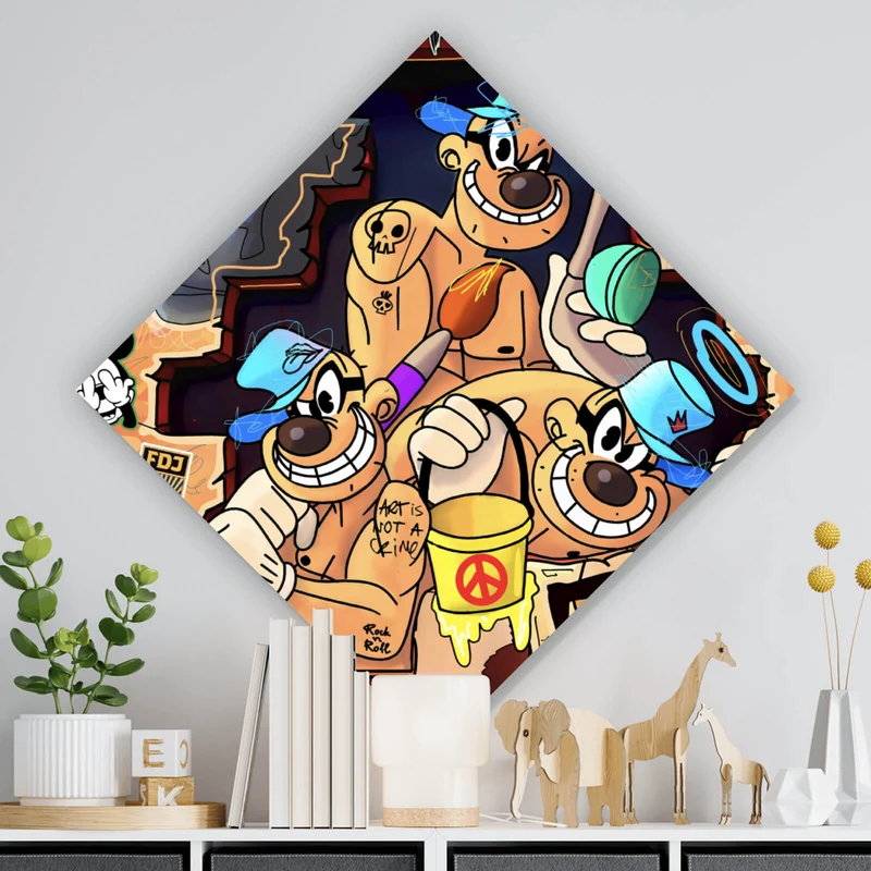 Poster Collage Comicfiguren Pop Art Raute