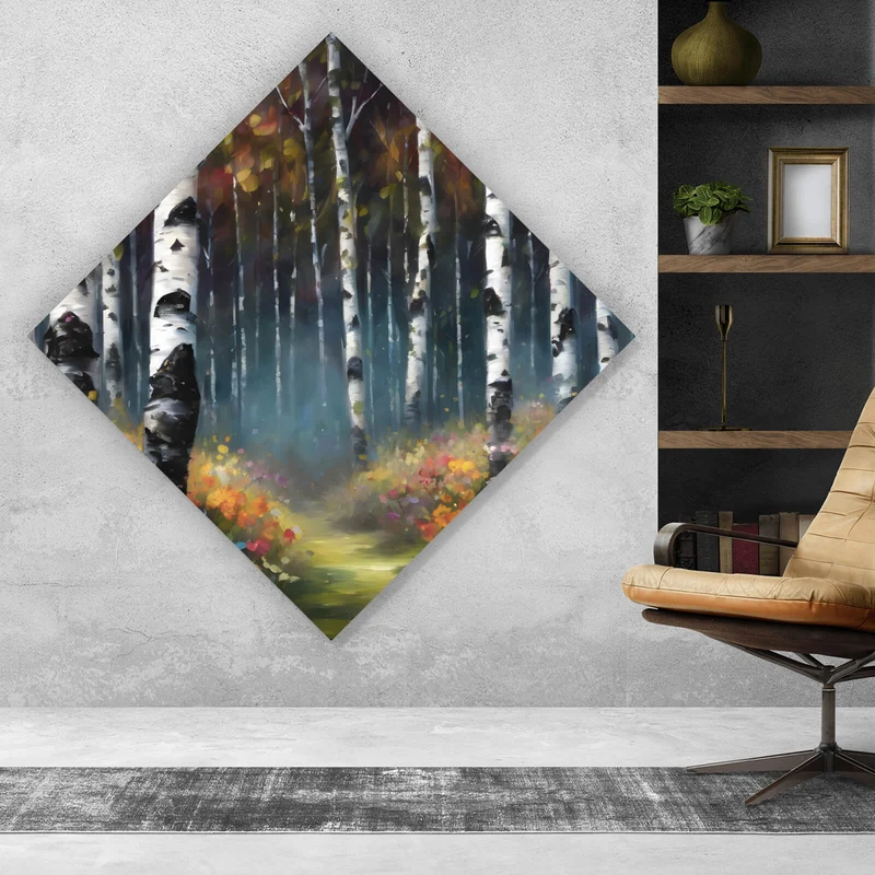 Spannrahmenbild Malerischer Wald Abstrakt Raute